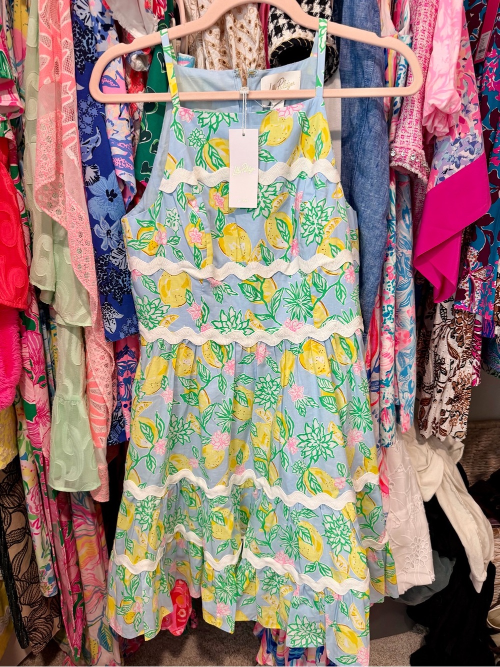 Lilly Pulitzer Angelynn Light Blue Lemon Print Tiered Sundress